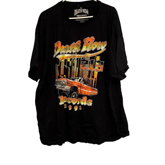 Death Row Records 3X Black Graphic T-Shirt 90s Hip Hop Rap Tee Short Sleeve - Picture 1 of 5